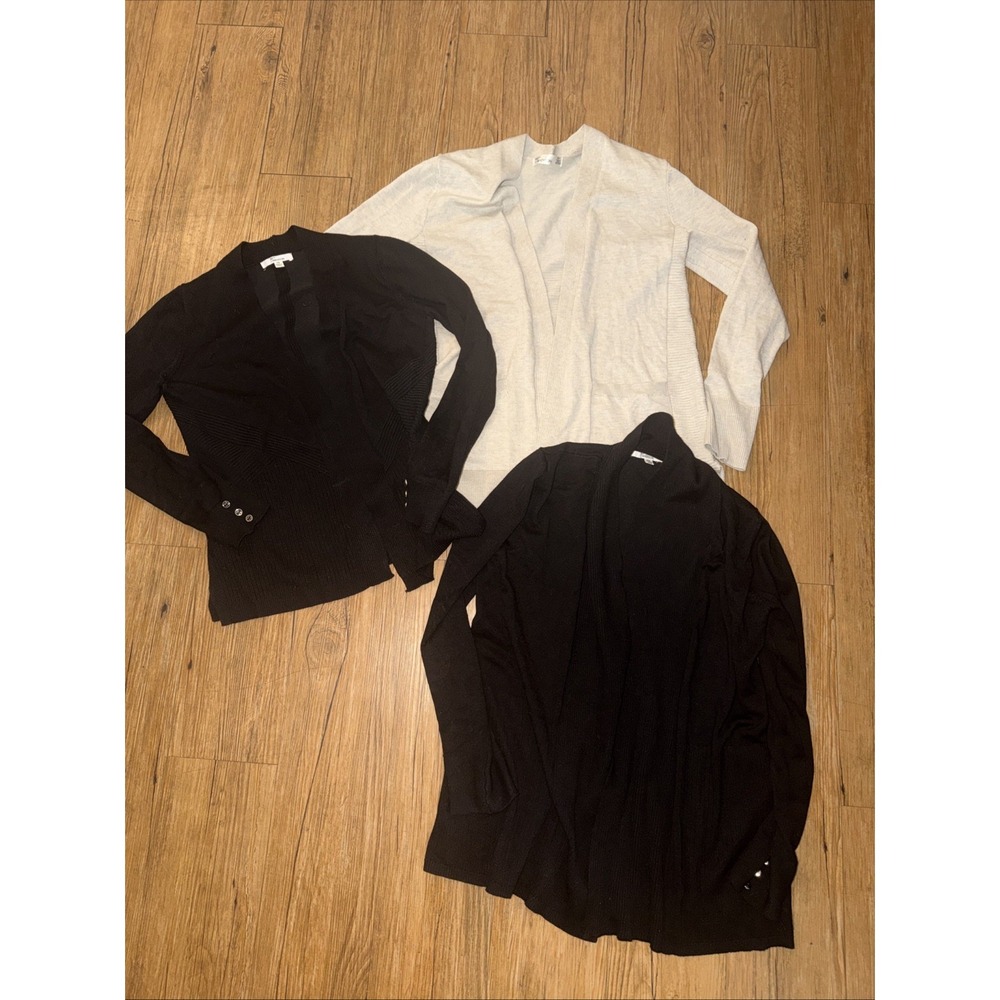 89th & Madison Cardigans Sixe Ps & S Lot Of 3 Black Beige Open Front P